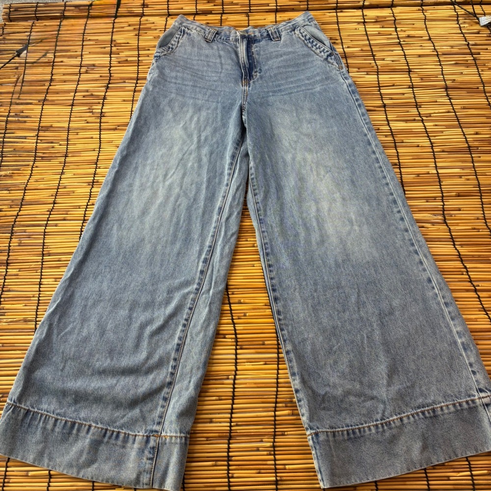 Habitual Wide Leg Jeans Light Wash High Rise Cotton Lyocell Size 6 28 HBM0218SB